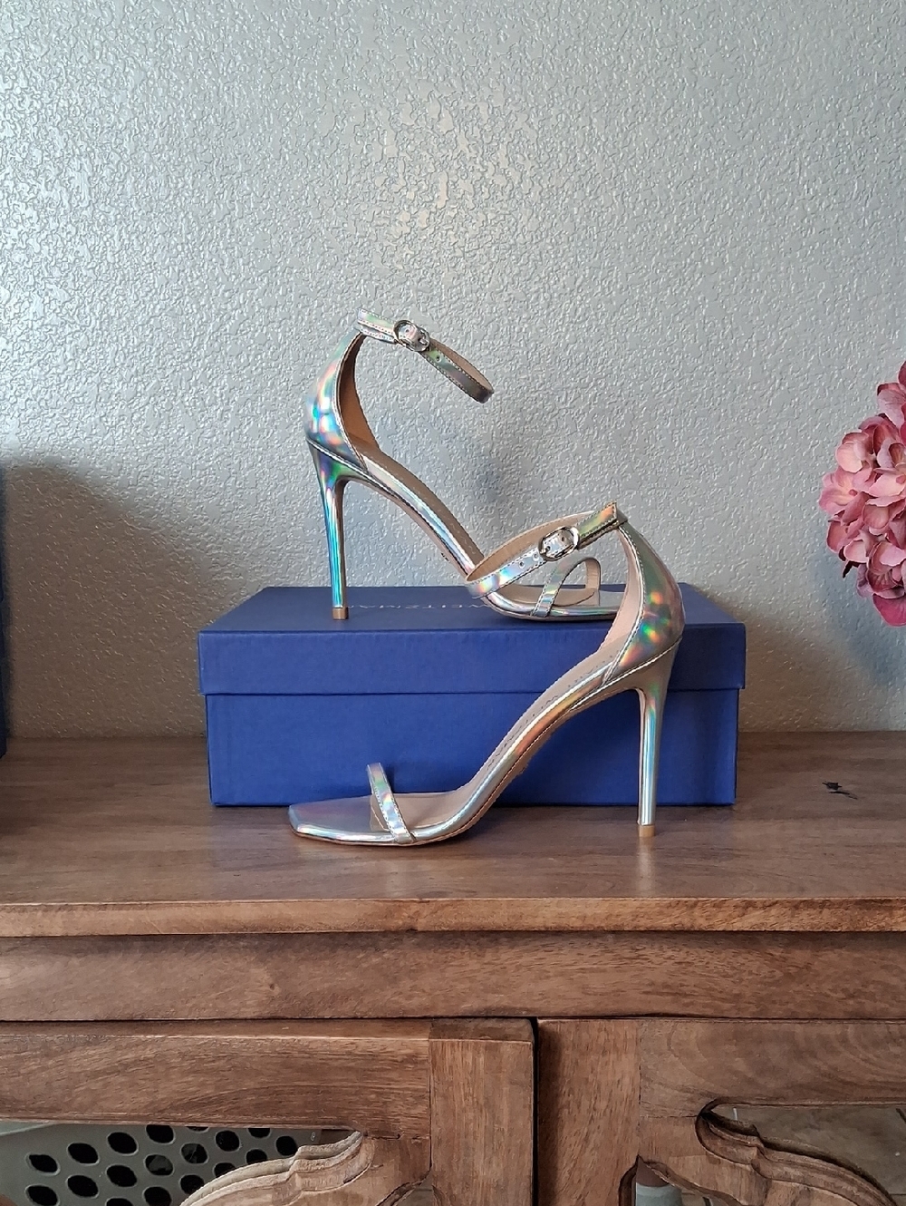 Iridescent High Heel Ankle-Strap Sandals - Women